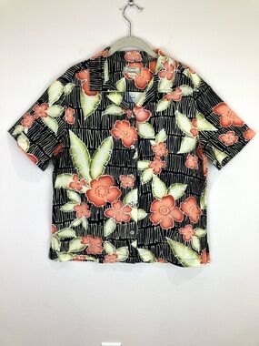 Tommy Bahama Tropical Print Linen Blend Camp Shirt